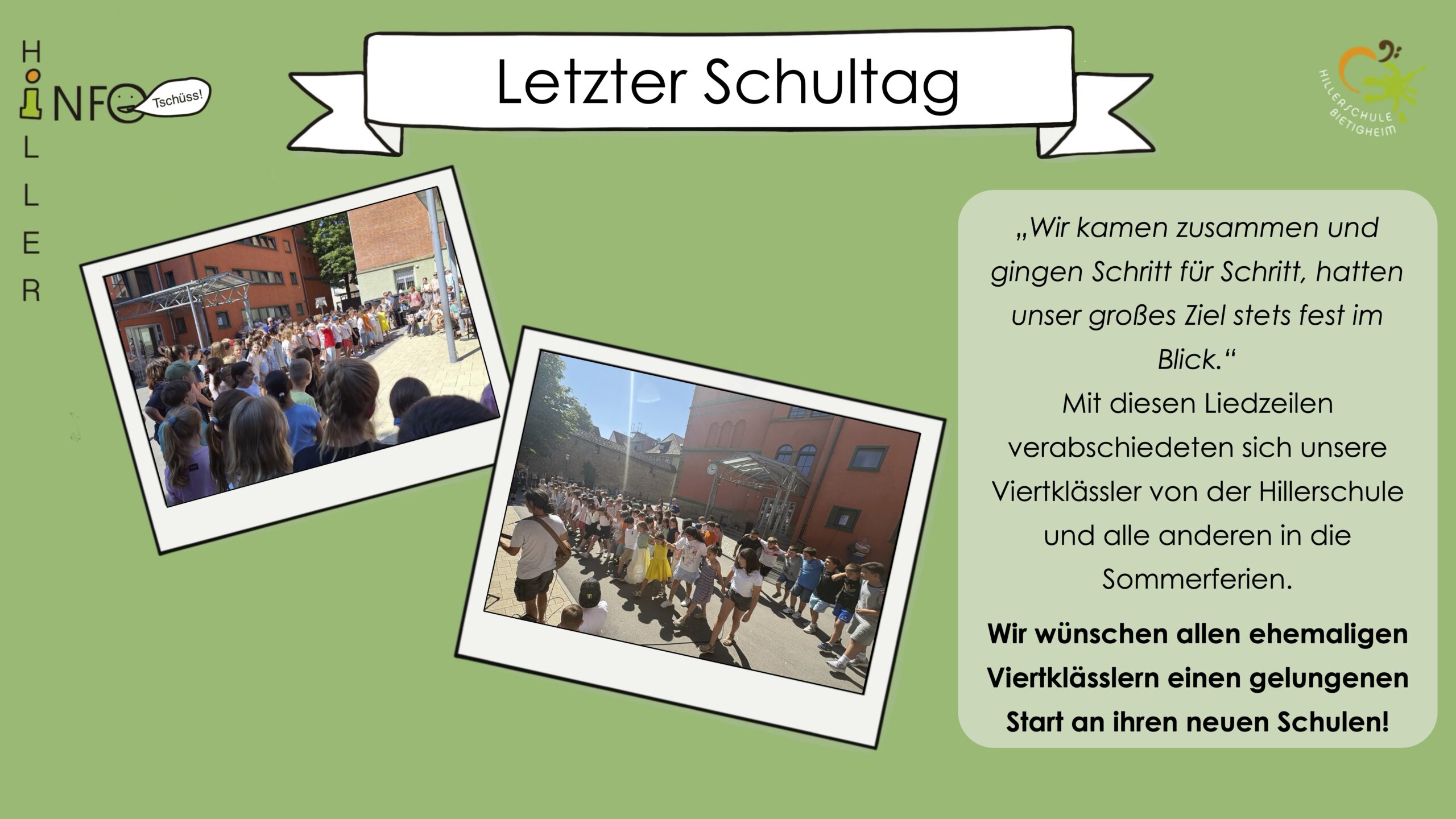 Newsletter - letzter Schultag